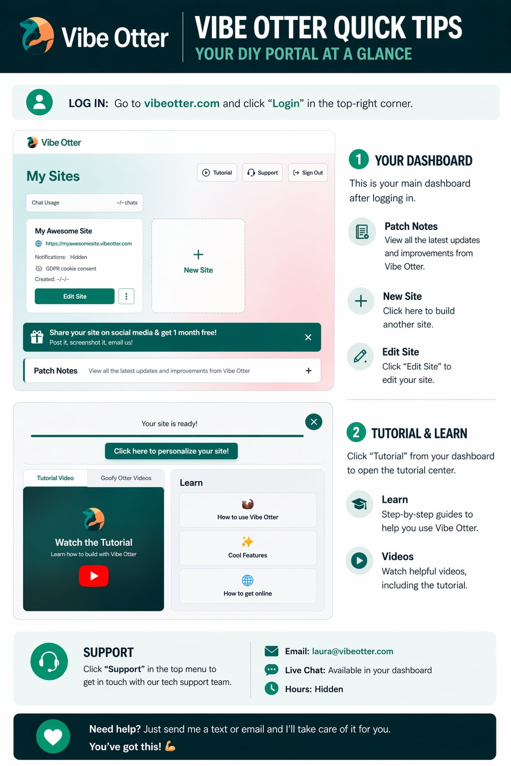 Vibe Otter dashboard quick tips guide